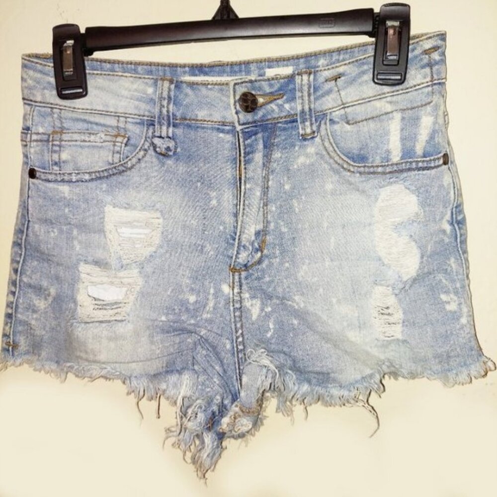 sneak peak l.a. high waisted distressed denim shorts